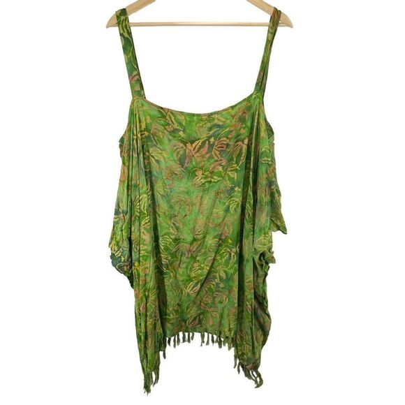 Makai Beach Womens Cold Shoulder Dress Coverup Tassel Mini One Size Green - Picture 1 of 10